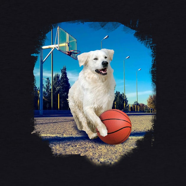 Golden Retriever Dog Playing Basketball by Random Galaxy